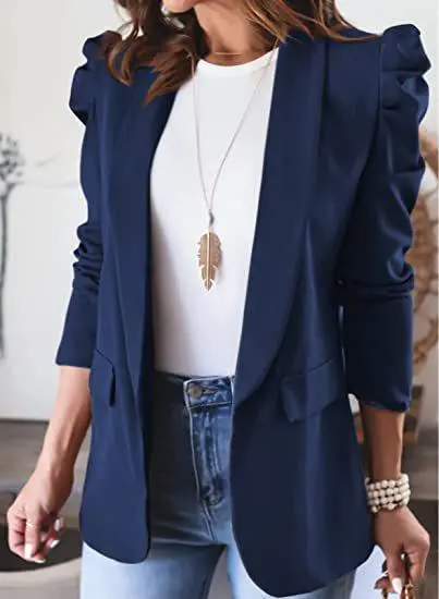 Women Fashion Solid Color Long Sleeve Lar Blazer Jacket