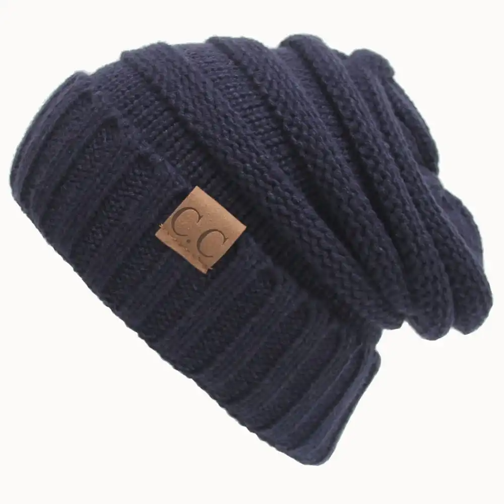 (Buy 1 Get 1) Fashion Letter Label Solid Color Knitted Hat