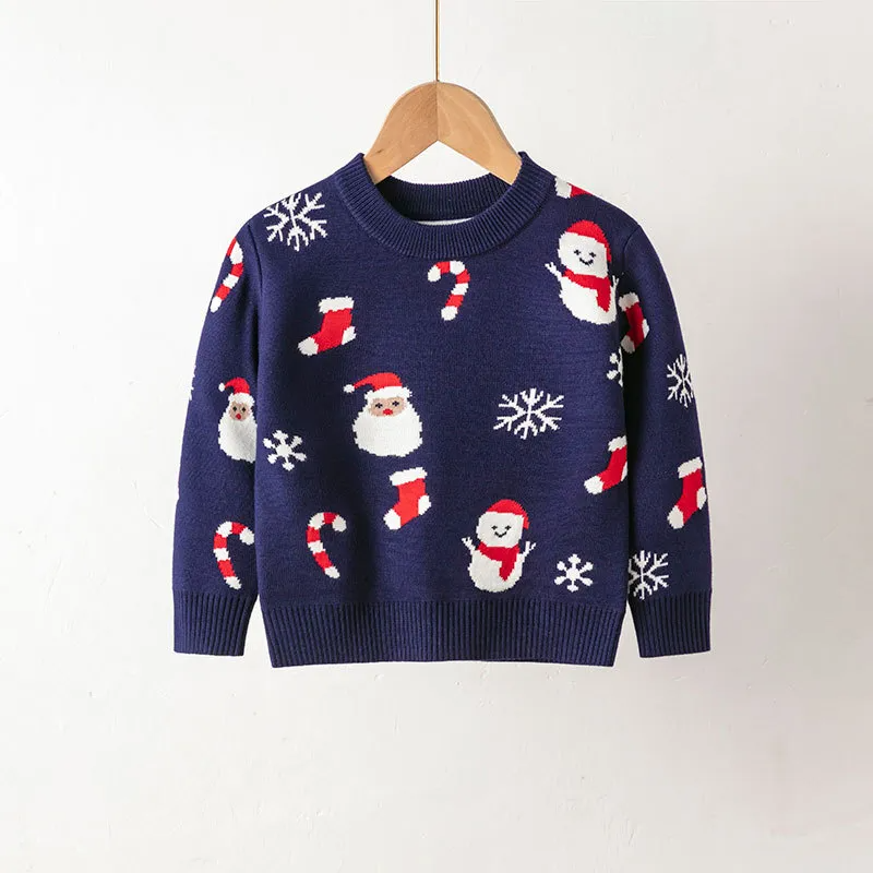 Children Kids Baby Fashion Girls Boys Casual Basic Long Sleeve Christmas Knitted Sweater Top