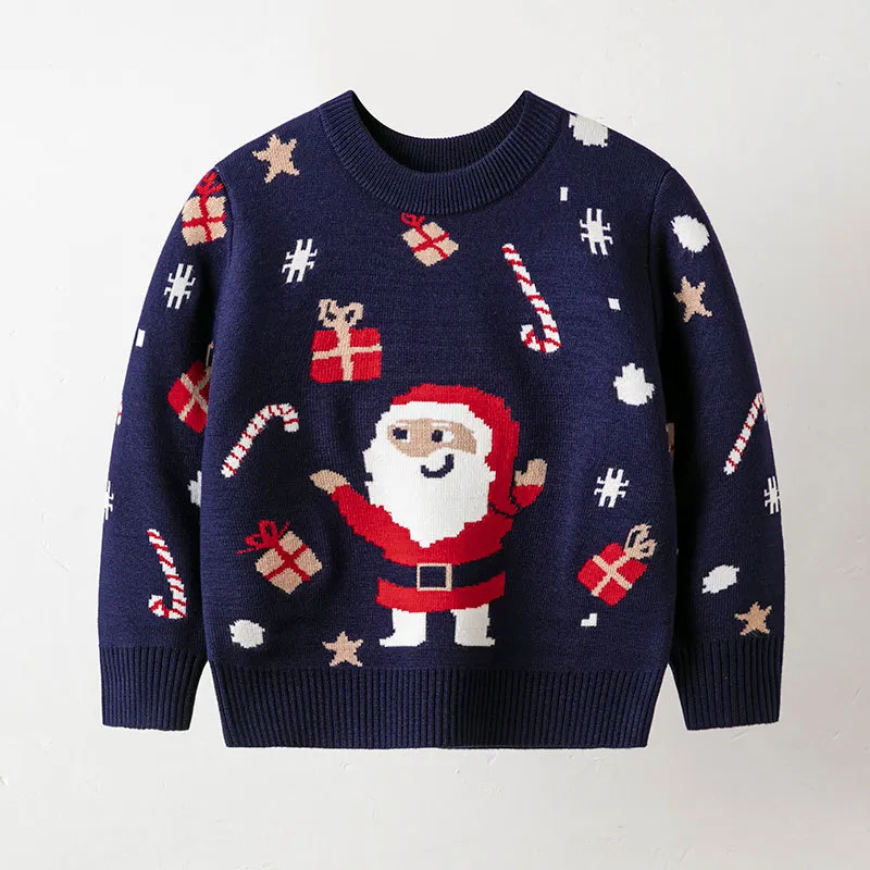 Kids Toddler Boys Girls Fashion Casual Christmas Long Sleeve Round Neck Knitwear