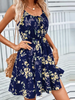 Women Elegant Pullover Vacation Floral Printing Sleeveless Spaghetti Strap Dress