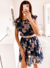 Women Fashion Casual Floral Printing Chiffon Ruffled Short Sleeve Dress