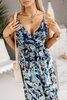 Women Fashion Sexy Floral Printing V-Neck Slip Long Dress