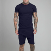 Men Summer Fashion Casual Commuter Solid Color Short Sleeve T-Shirt Shorts Sets