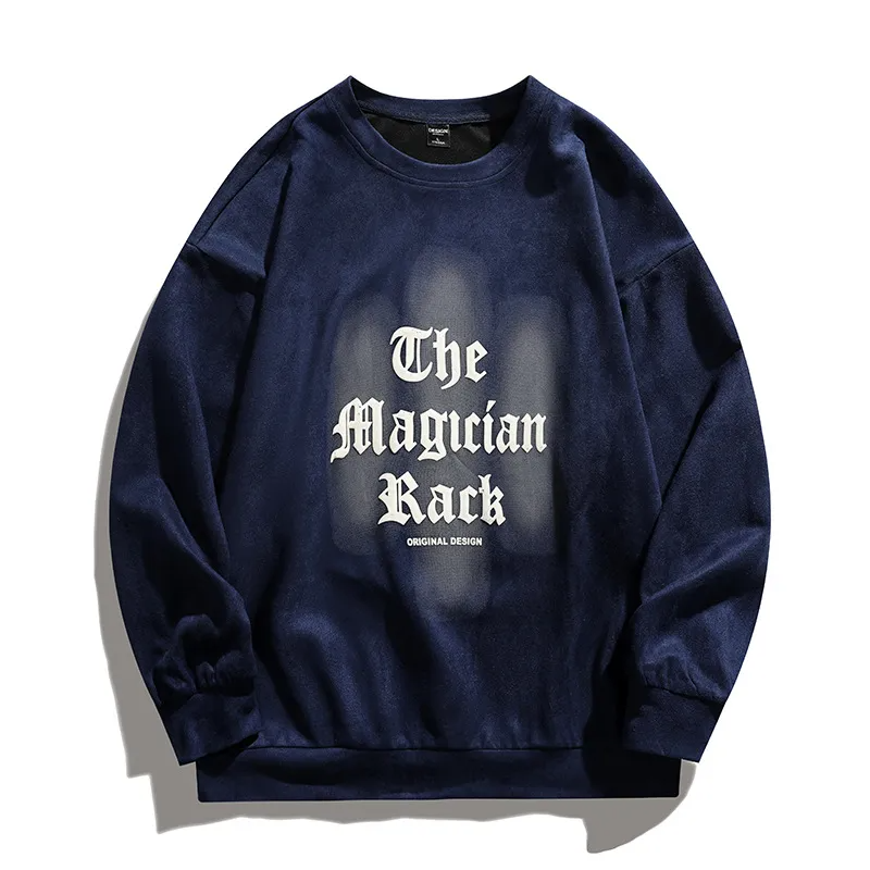 Men Fashion Round Neck Long Sleeve Letter Printing Loose Sweatshirt