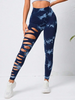 (Buy 1 Get 1) Fashion Women Sports Yoga High Waist Tie Dye Print Ripped Hollow Leggings Pants