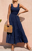 Women'S Fashion Casual Summer Vacation Basic Solid A-Line Swing Dress