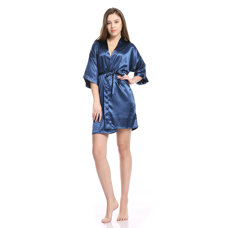 Women Solid Color Mid-Length Homewear Sleep-Robe