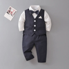 Kids Toddler Boys Spring Autumn Fashion Casual British Style Bow Waistcoat Shirt Trousers Boys Party Clothing Set