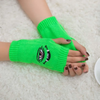 (Buy 1 Get 2) Autumn Winter Women Fashion Devil Eye Embroidered Warm Knitted Half Finger Gloves