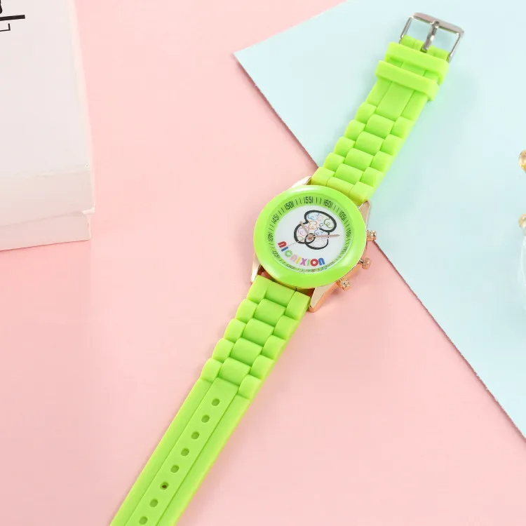 Kids Cute Silicone Band Candy Color Colorful Cartoon Bear Watch