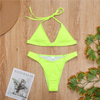 Women'S Fashion Sexy Neon Green Triangle Cup Bikini Swimsuit Two-Piece Set