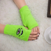 (Buy 1 Get 2) Autumn Winter Women Fashion Devil Eye Embroidered Warm Knitted Half Finger Gloves