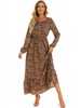 (Buy 1 Get 1) Women Ramadan /Eid Fashion Casual Floral Print Round Neck Long Sleeve Maxi Dress