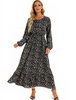 (Buy 1 Get 1) Women Ramadan /Eid Fashion Casual Floral Print Round Neck Long Sleeve Maxi Dress