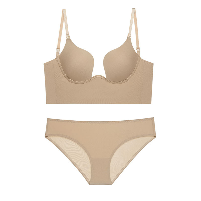 Women'S Sexy Solid Color Push Up Backless Lingerie Set
