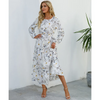 Women Ramadan /Eid Fashion Floral Chiffon Long Sleeve Maxi Dress