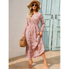 Women Ramadan /Eid Fashion Floral Chiffon Long Sleeve Maxi Dress