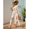 Women Ramadan /Eid Fashion Floral Chiffon Long Sleeve Maxi Dress