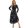 Women Ramadan /Eid Fashion Floral Chiffon Long Sleeve Maxi Dress