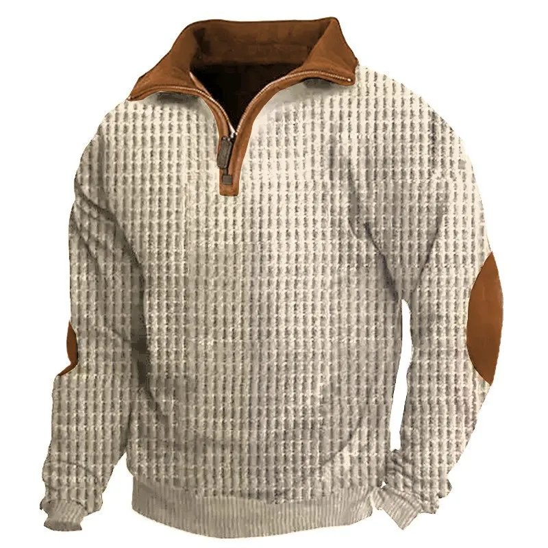 Men Spring Autumn Fashion Casual Color Matching Stripe Long Sleeve Lapel Plus Size Sweatshirts