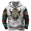 Men Vintage Casual Ethnic Style Basic 3D Print Plus Size Long Sleeve Hoodies