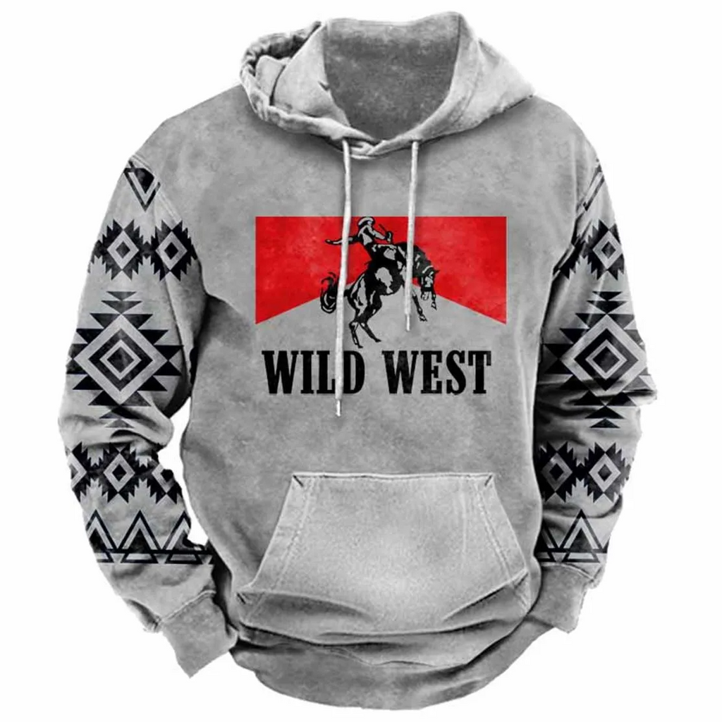 Men Vintage Casual Ethnic Style Basic 3D Print Plus Size Long Sleeve Hoodies