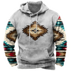 Men Vintage Casual Ethnic Style Basic 3D Print Plus Size Long Sleeve Hoodies