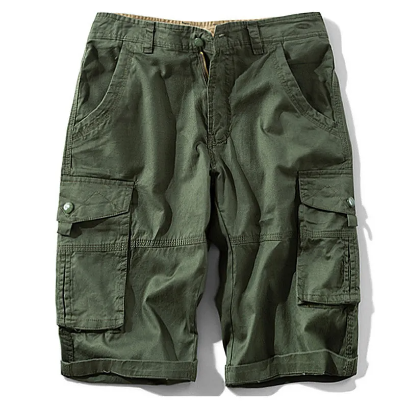 Men Casual Mid-Rise Multi-Pocket Large Size Loose Shorts