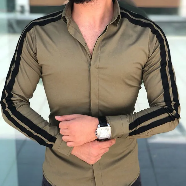 Men Fashion Striped Long-Sleeve Shirt