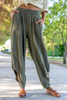 Women'S Fashion Casual Solid Color Cotton Linen Elastic Waist Harem Pants