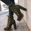 Women Bigger Sizes Lace-Up Design Heeled Martin Boots