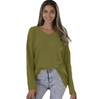 Women Autumn Loose V-Neck Large Size Knitted Bottoming Solid Color Top