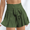 Women'S Fashion Casual Vacation Lace-Up Ruffled Wide-Leg Shorts