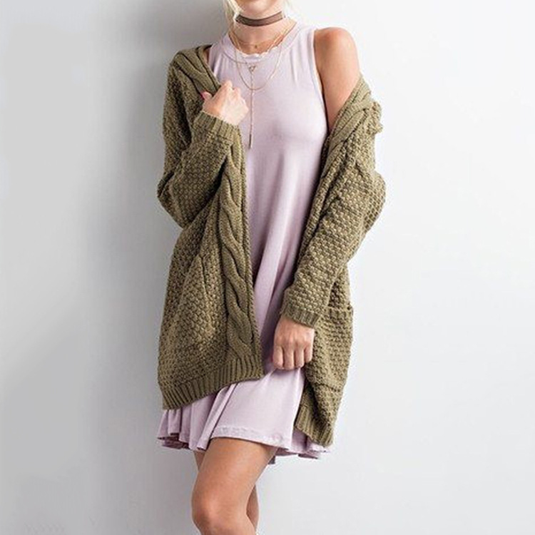 Women Winter Autumn Casual Solid Color Knitted Sweater Cardigan