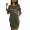 Women Fashion Casual Heart Letter Print Round Neck Loose Dress