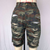 Women High-Waisted Worn Design Camouflage Print Denim Shorts