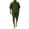 Men Summer Fashion Casual Sports Solid Color Loose Round Neck T-Shirt Shorts Set