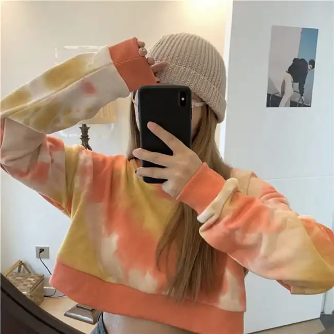 Fashion Tie Dye Long Sleeve Round Neck Couple Sweater