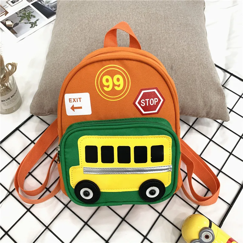 Children Kids Toddlers Fashion Girls Boys Cartoon Bus Pattern School Bag Backpack