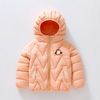 Kids Penguin Pattern Letter Printed Hooded Quilted Jacket