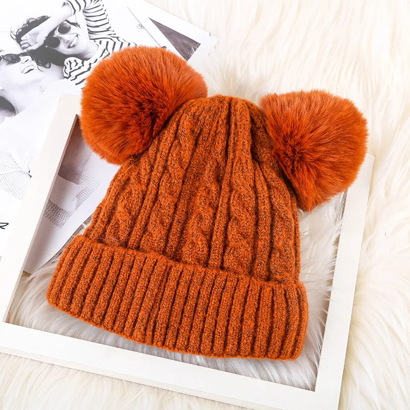 (Buy 1 Get 1) Women Plush Winter Knitted Fluffy Ball Warm Hats