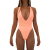 Women'S Sexy Solid Color Tie One Piece Swimsuit