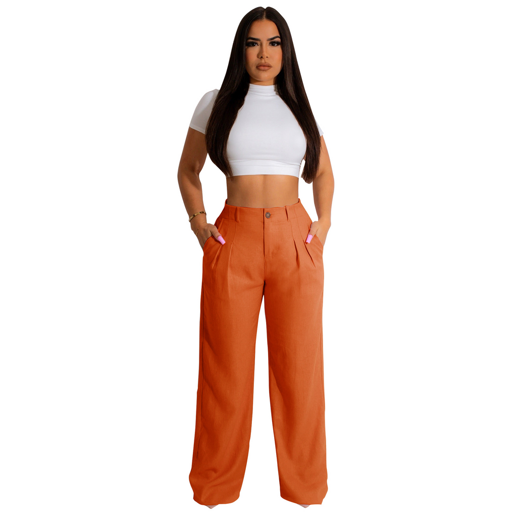 Women Simple Breathable Straight Solid Color Pant