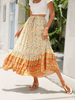 Women Fashion Summer Vacation Floral Print Swing Skirt