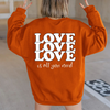 Women Casual LOVE Letter Print Round Neck Long Sleeve Basic Sweatshirt