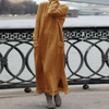 Autumn Winter Loose Plus Size Knitted Lace Long Sleeve Pocket Solid Color Casual Maxi Dress