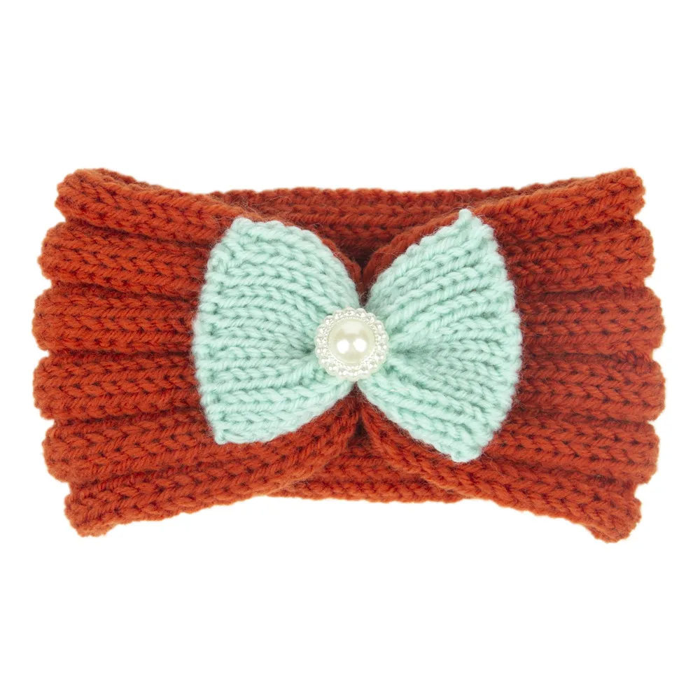 Kids Cute Bowknot Bunny Ears Wool Warm Headband