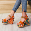 Women Fashion Printed Platform Wedge Heelthick-Soled Sandals