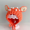 Kids Pullover Hat With Double Rabbit Ears Windproof And Warm Cartoon Knitted Hat